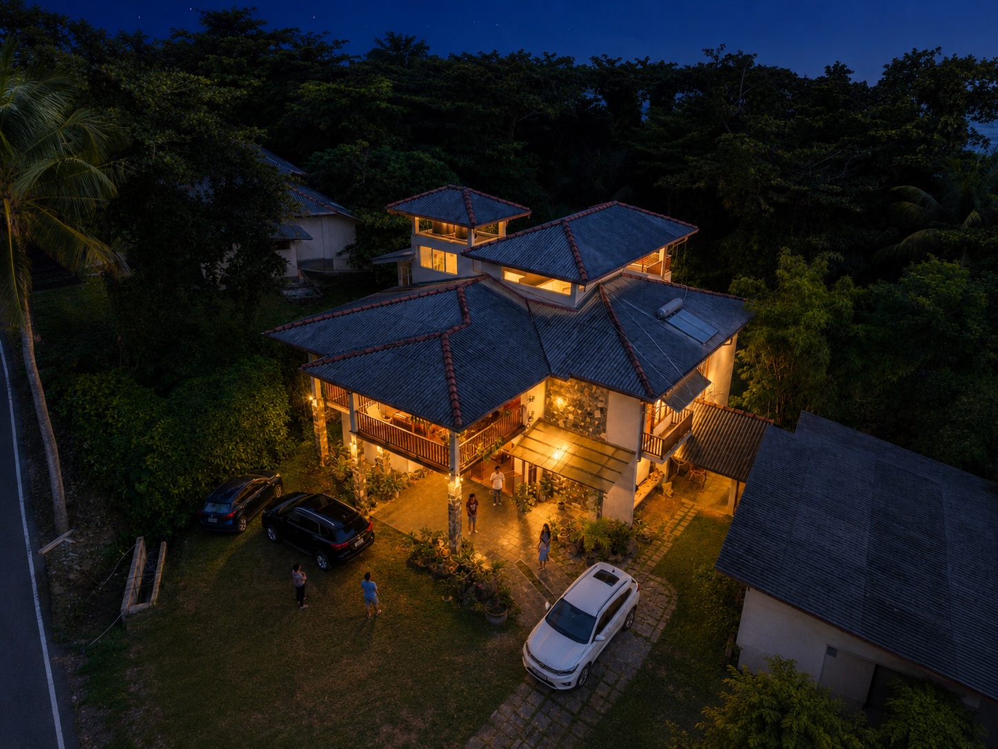 Night drone view of Surf Range property in Brownshill Matara